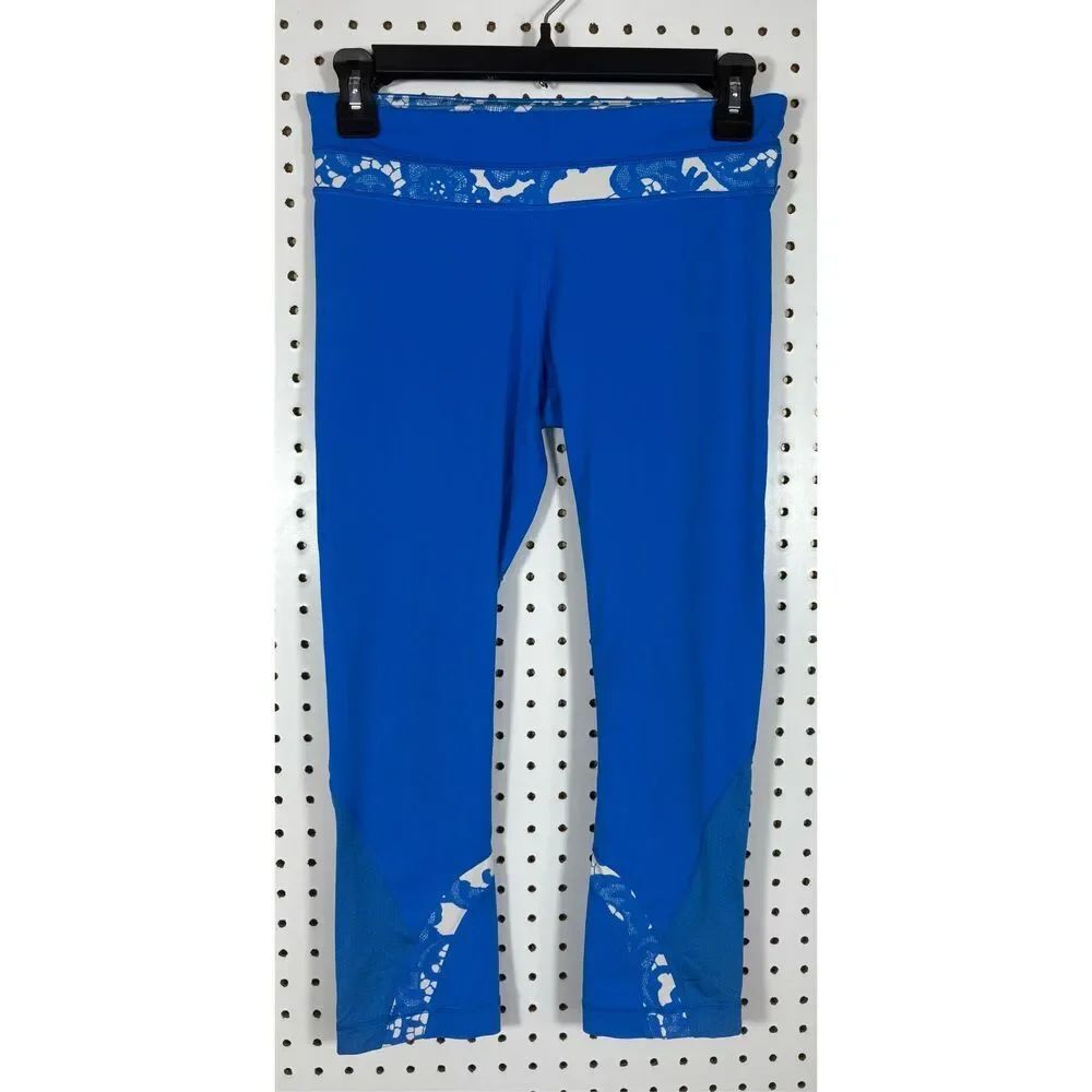Lululemon Run Inspire Crop II Leggings Sz 6 Beaming Blue Laceoflage Running
